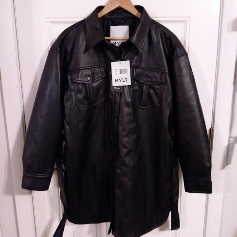 FREE SHIPPING! NVLT Women’s Vegan Leather Shirt Jacket - Picture 5 of 11